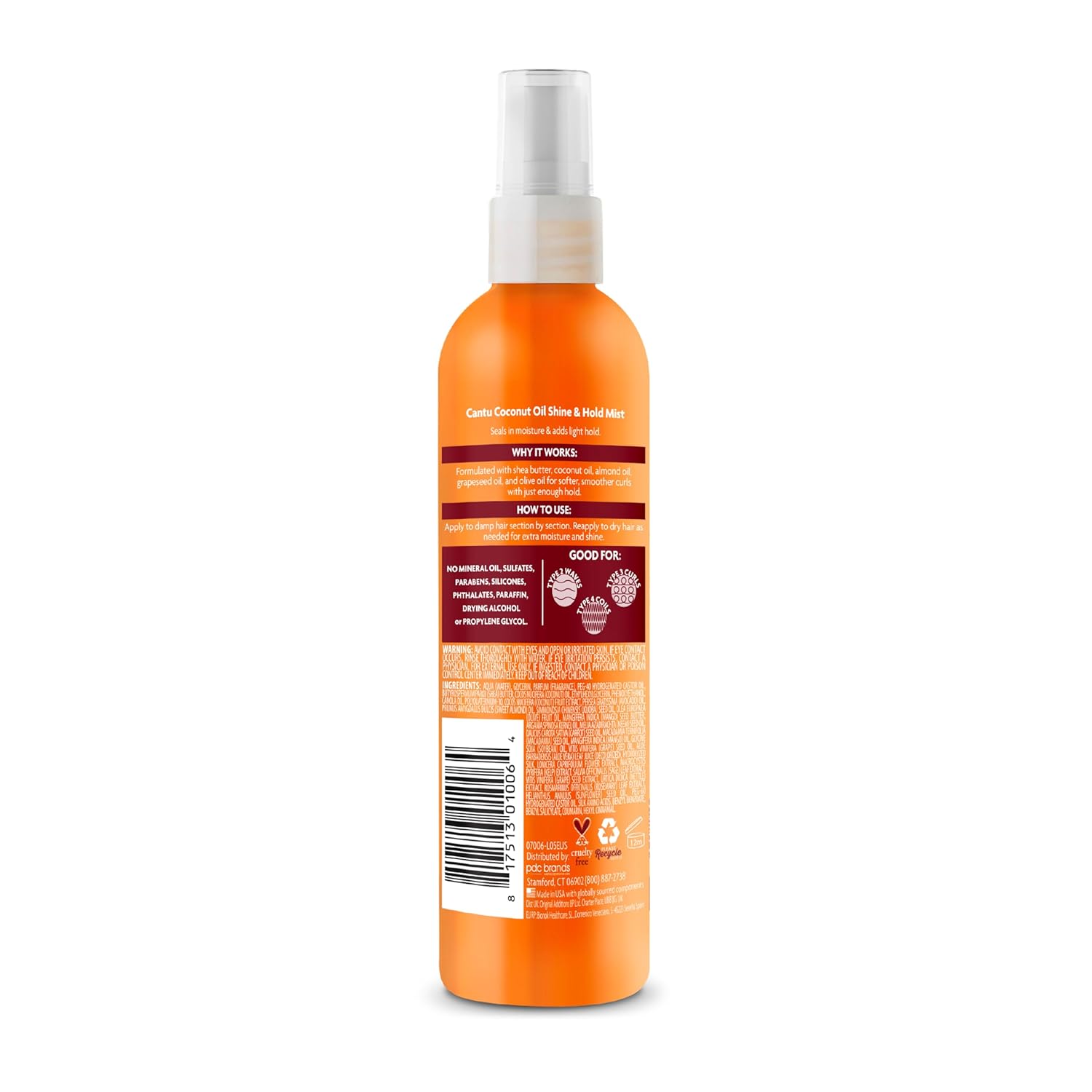 CANTU Shea Butter Coconut Oil Shine and Hold Mist, 8.4 fl oz