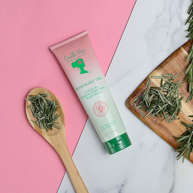 Camille Rose Rosemary Oil 5-Minute Deep Strengthening Hair Mask and Conditioner, with Natural Castor, Peppermint, and Rosemary Oils for Hair Growth & All Hair Types, 8.5 fl oz x-pression