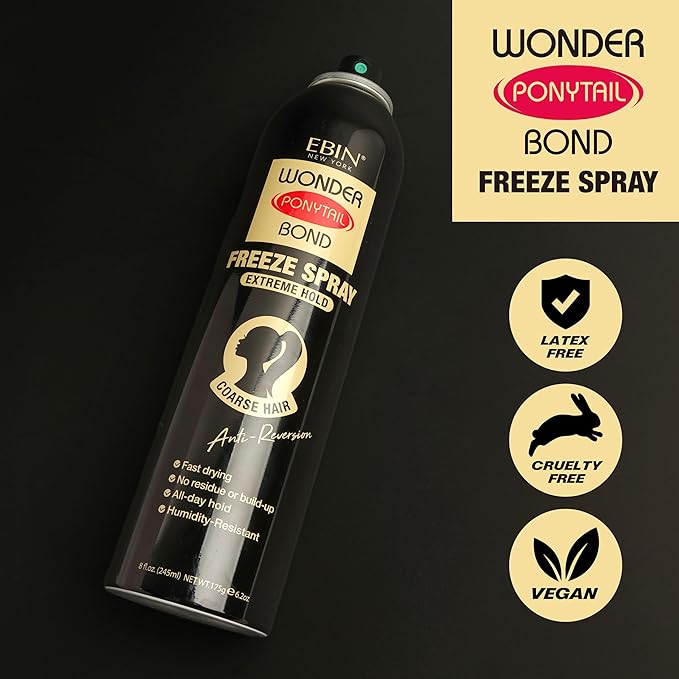 EBIN NEW YORK Wonder Ponytail Bond Freeze Spray Extreme Firm Hold - Coarse Hair 8oz/ 245ml