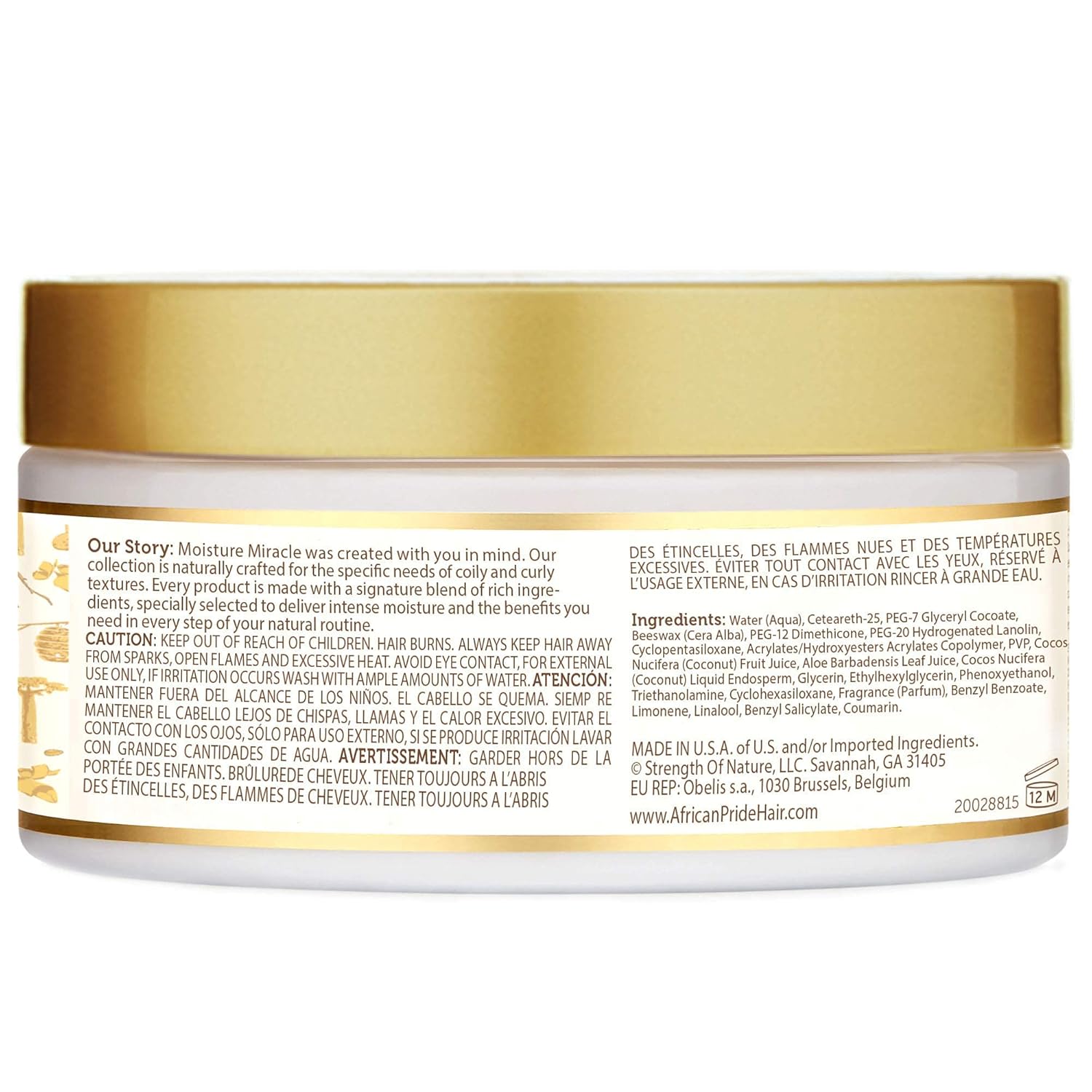 African Pride Moisture Miracle Maximum Hold Edge & Hair Styling Wax, Enriched with Aloe & Coconut, Controls Edges while Nourishing & Protecting Against Breakage, 6 oz