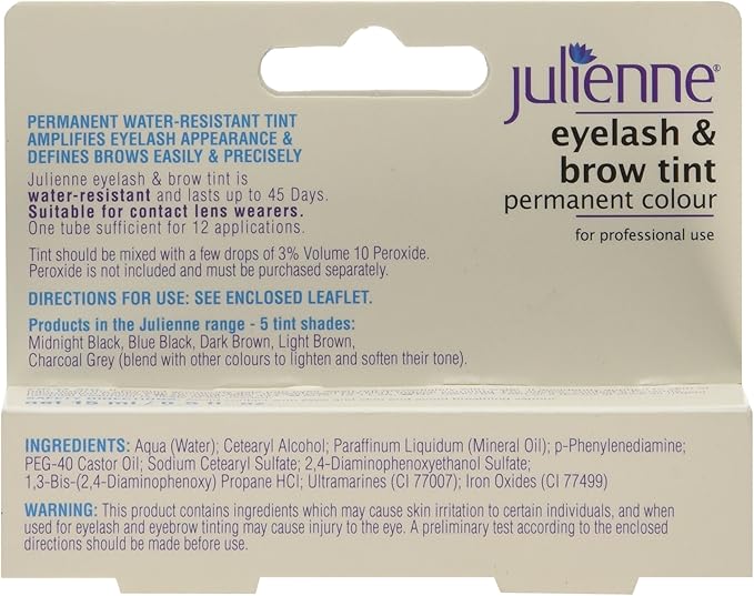 Julienne Eyelash and Eyebrow Permanent Blue Black 02 Colour Tint 15ml