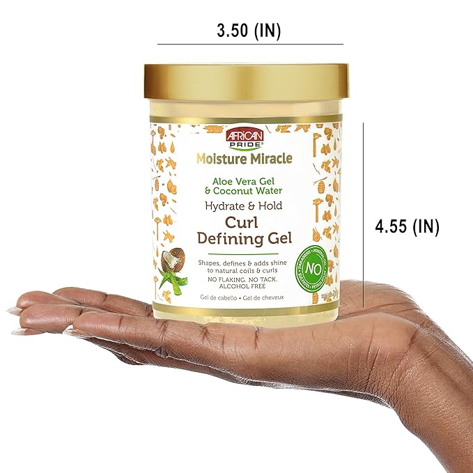 African Pride Moisture Miracle Hydrate & Hold Curl Defining Hair Gel, For Natural Coils & Curls, Hydrates & Controls Frizz, 18 oz x-pression