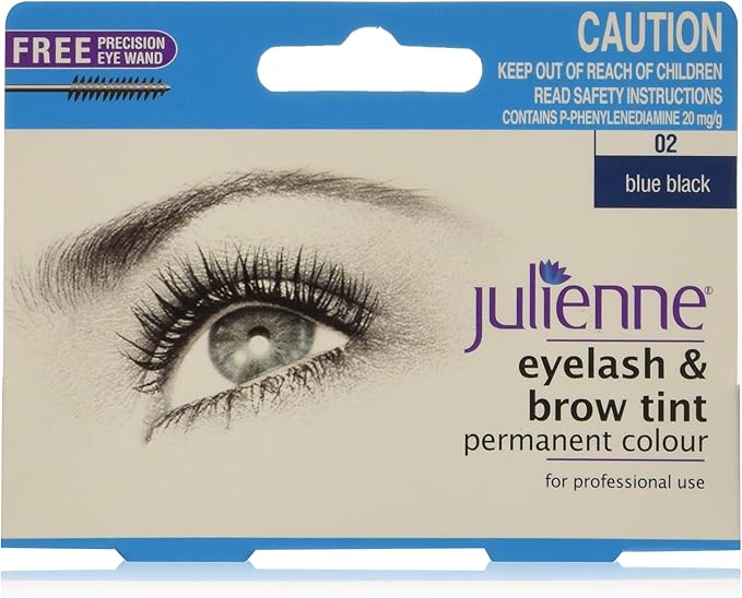 Julienne Eyelash and Eyebrow Permanent Blue Black 02 Colour Tint 15ml