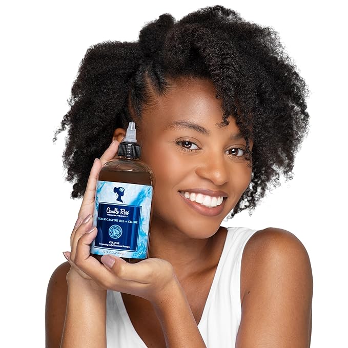 Camille Rose Black Castor Oil & Chebe Hair Cleanse, Invigorating Scalp Treatment Shampoo to Strengthen, Shine, and Moisturize, for all Hair Types, 12 fl oz x-pression