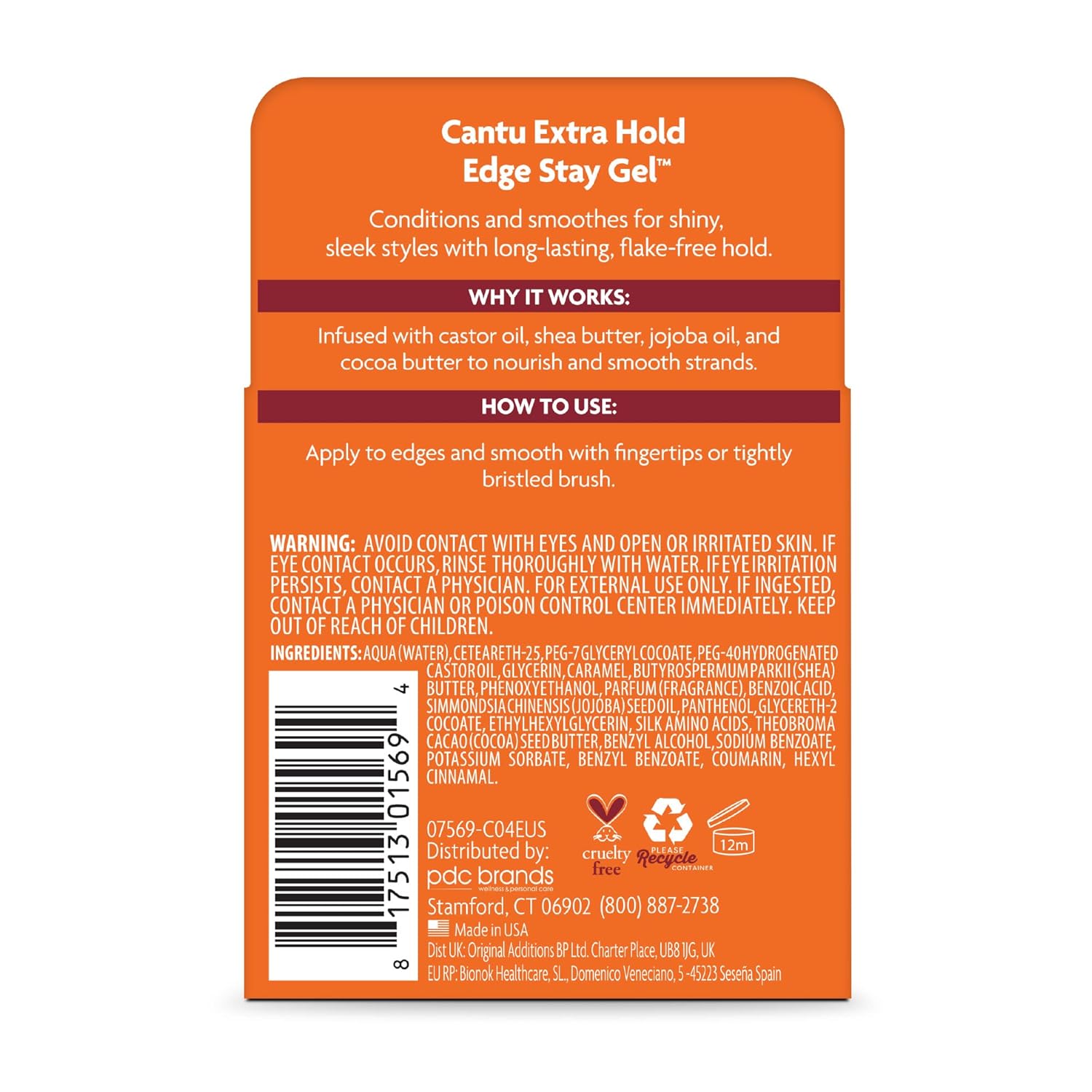 CANTU Shea Butter for Natural Hair Extra Hold Edge Stay Gel, 65 ml