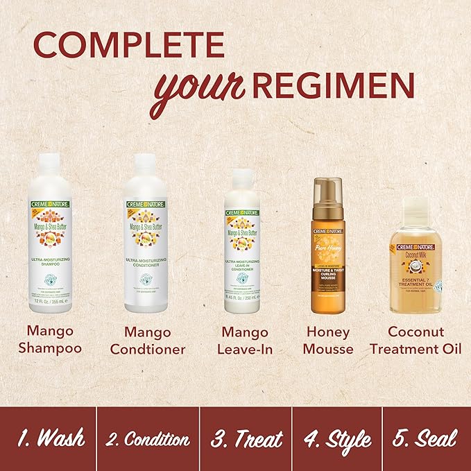 Leave In Conditioner with Mango & Shea Butter by Crème of Nature, Ultra Moisturizing for Dry Dehydrated Hair, 8.45 Fl Oz x-pression