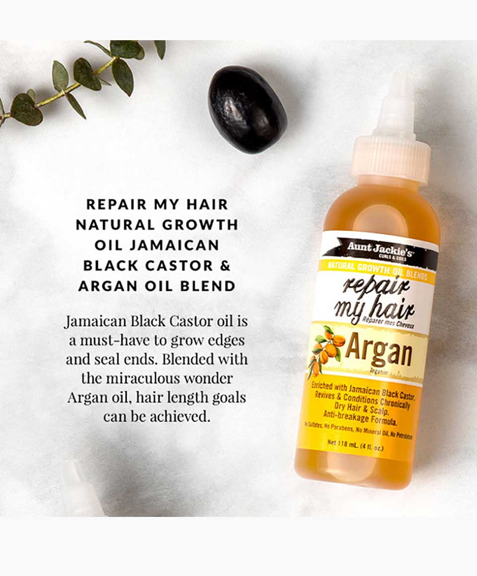 Aunt Jackie's Natural Growth Oil Blends Repair My Hair - Argan, Revives and Conditions Chronically Dry Hair and Scalp, Anti-Breakage Formula, 4 oz x-pression