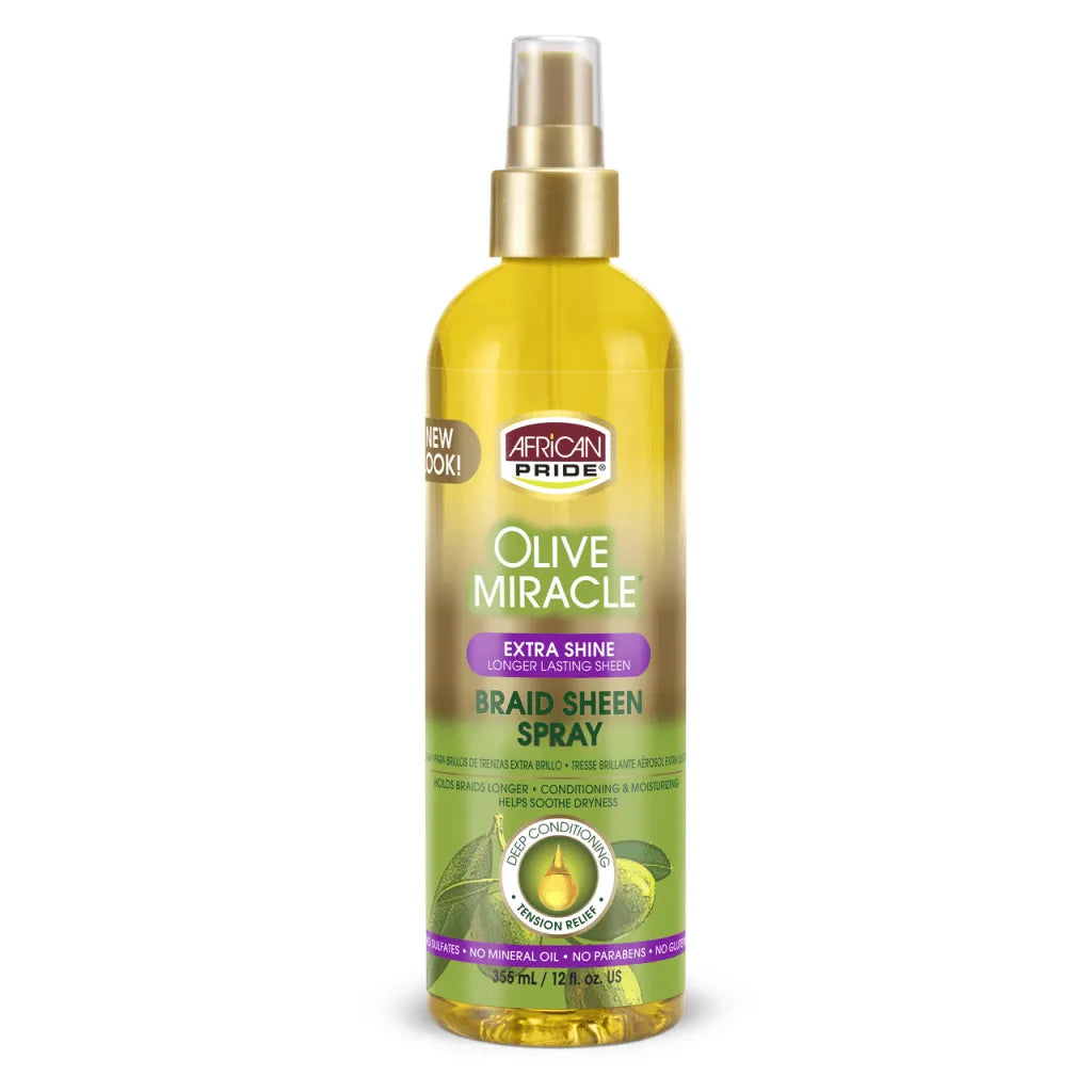 African Pride Olive Miracle Braid Sheen Spray, Extra Shine, 12 fl oz