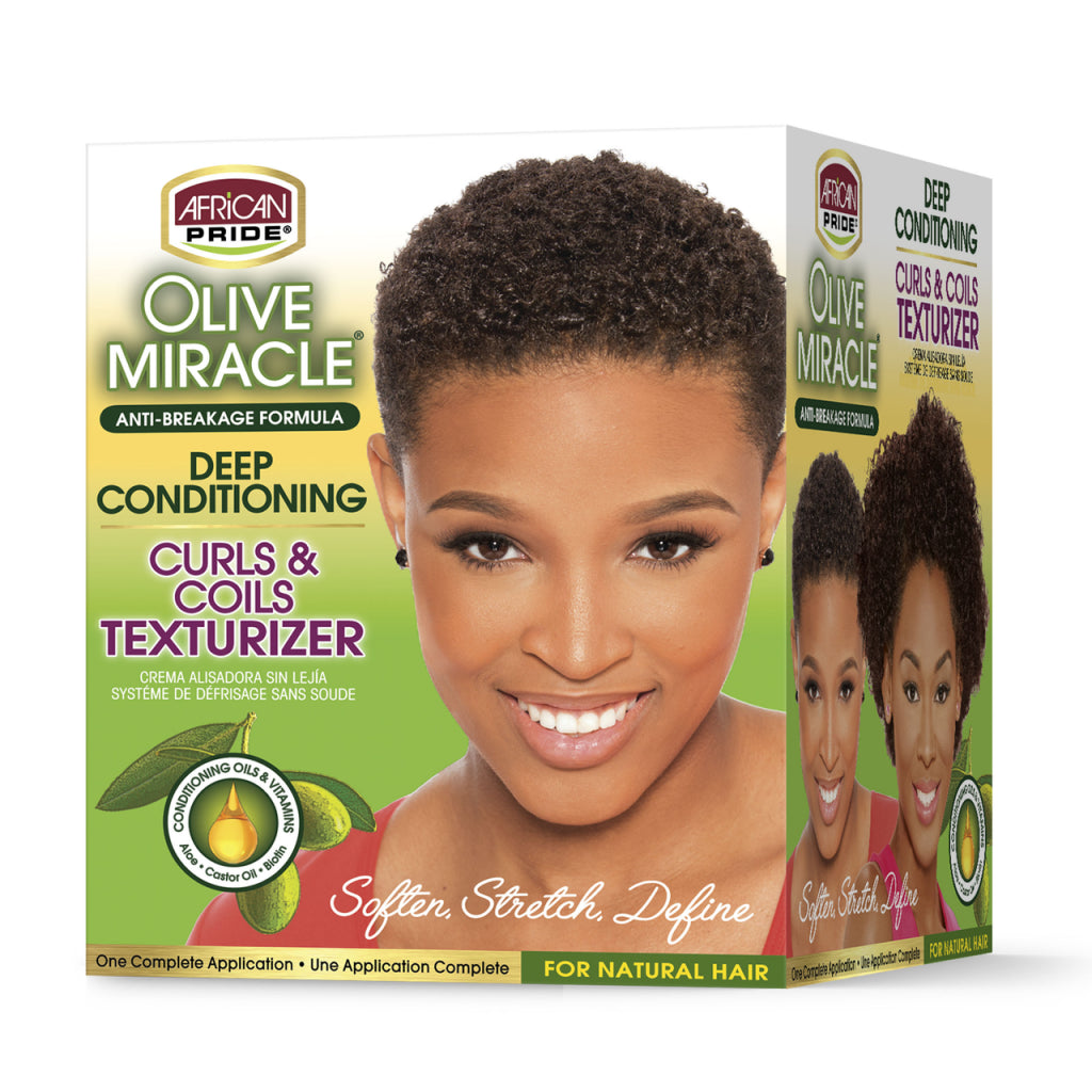 African Pride Olive Miracle Deep Conditioning Curls And Coils Texturizer Kit