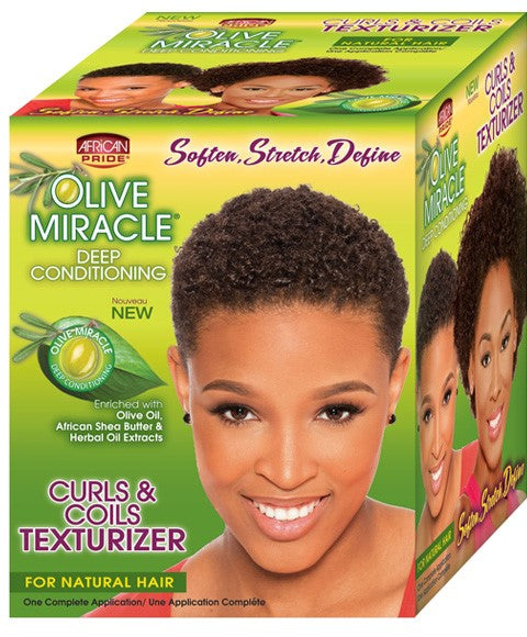 African Pride Olive Miracle Deep Conditioning Curls And Coils Texturizer Kit