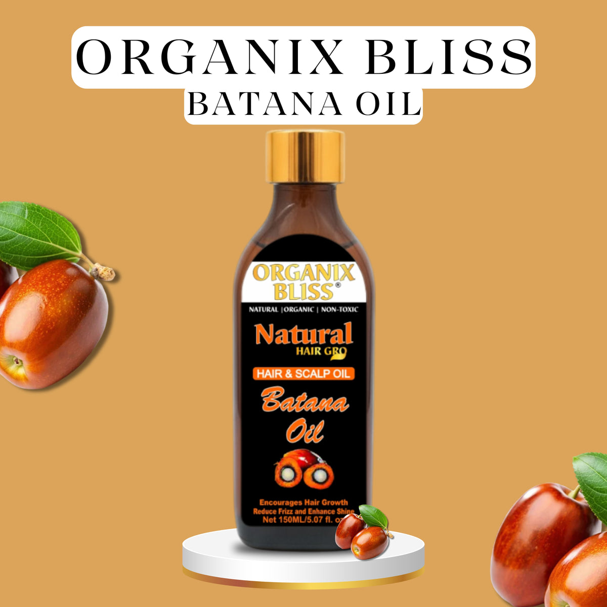 Organix Bliss Batana Oil for Hair Growth — 100% Natural Hair & Scalp Treatment to Reduce Frizz, Enhance Shine & Strengthen Hair Roots — 150ml / 5.07 fl. oz