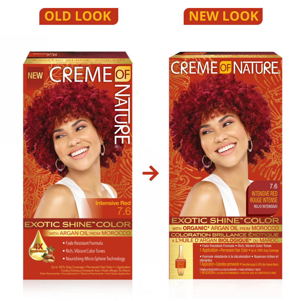 Crème of Nature Exotic Shine Hair Color, 7.6 Intensive Red, with Argan Oil from Morocco, 1 Application x-pression