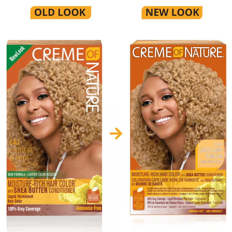 Moisture Rich Liquid Hair Color by Crème of Nature, C43 Lightest Blonde Kit, 1 Application x-pression