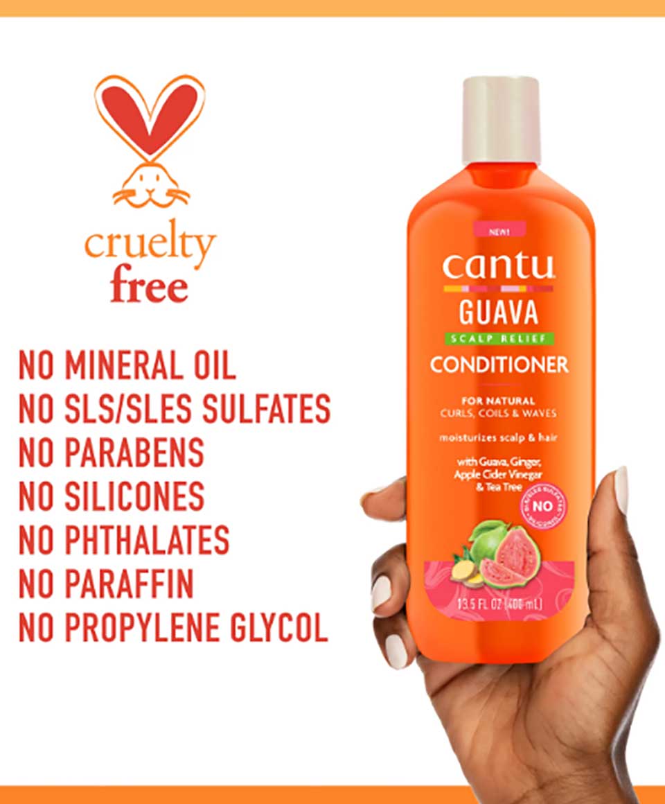 Cantu Guava Scalp Relief Conditioner, for Natural Curls, Coils & Waves, 13.5 fl oz (400 ml)