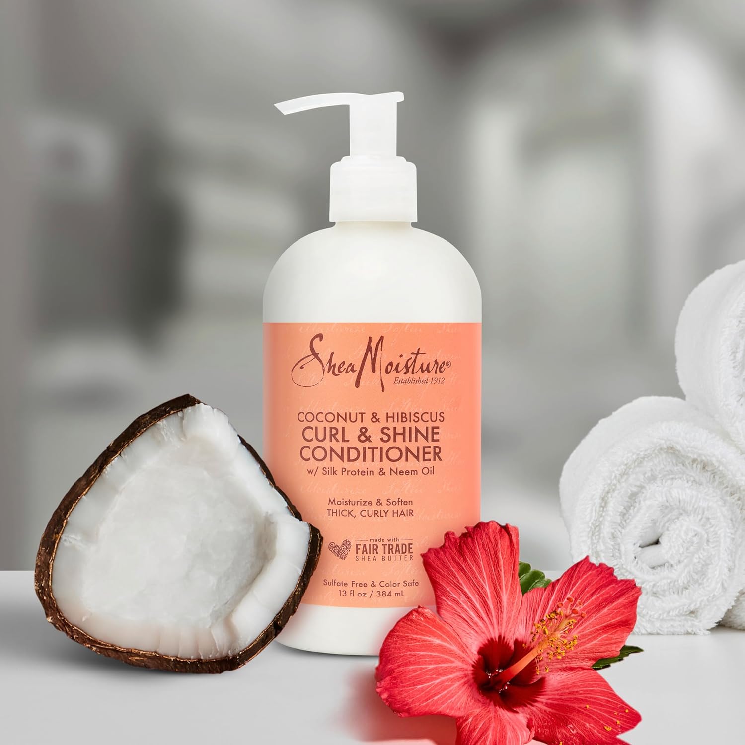 SHEA MOISTURE Coconut & Hibiscus Curl & Shine Oily Conditioner - 13 Oz,1 Count x-pression