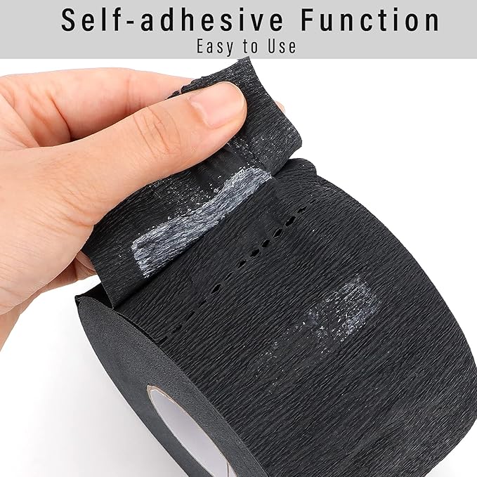 Disposable Neck Strips 5 Rolls, Ooloveminso Barber Stretchy Paper Neck Band Hairdressing Accessory for Salon Haircut Styling 500 Strips (Black) x-pression