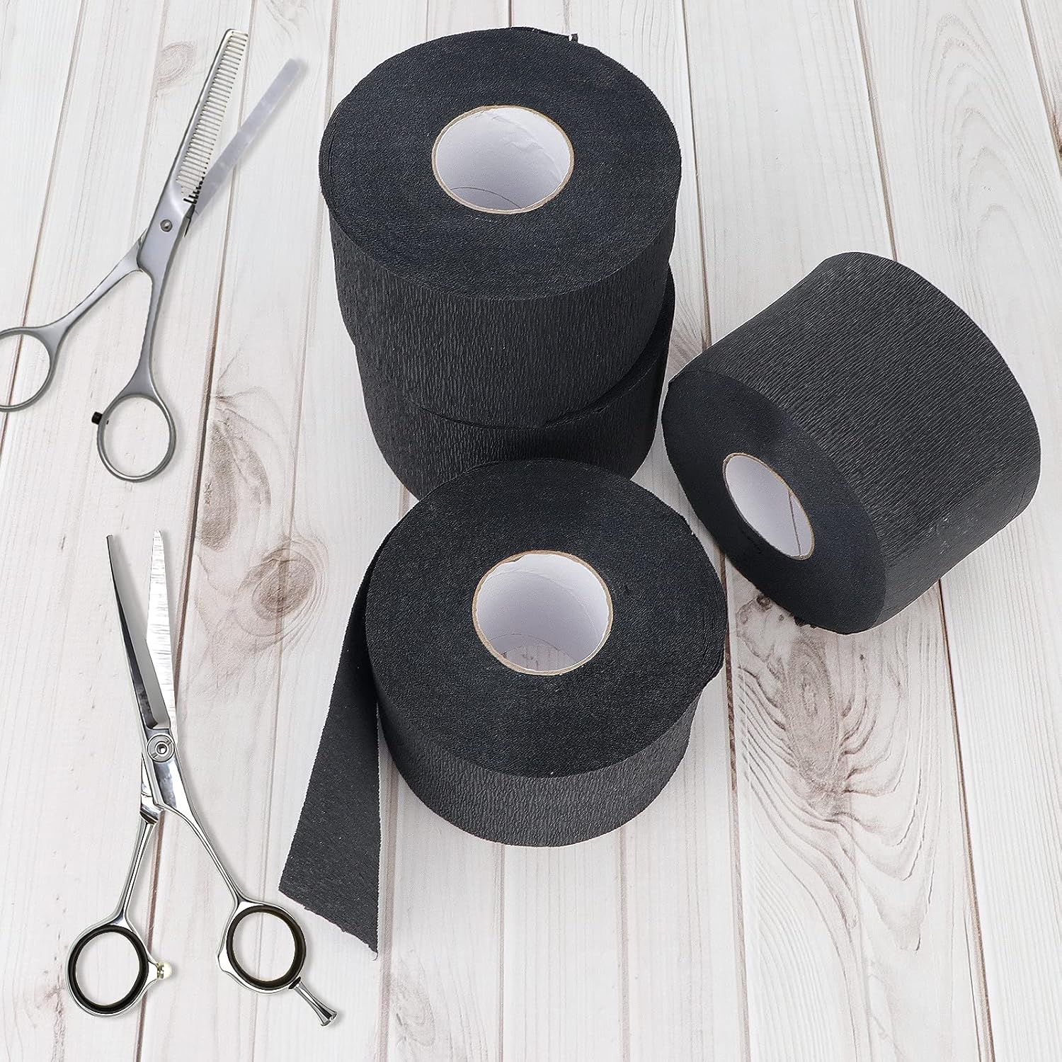 Disposable Neck Strips 5 Rolls, Ooloveminso Barber Stretchy Paper Neck Band Hairdressing Accessory for Salon Haircut Styling 500 Strips (Black) x-pression