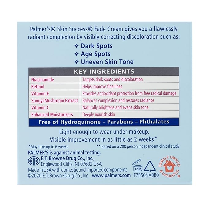 Palmer's Skin Success Anti-Dark Spot Fade Cream with Vitamin E and Niacinamide, Helps Reduce Dark Spots and Age Spots, Suitable for All Skin Types 2.7 Ounce