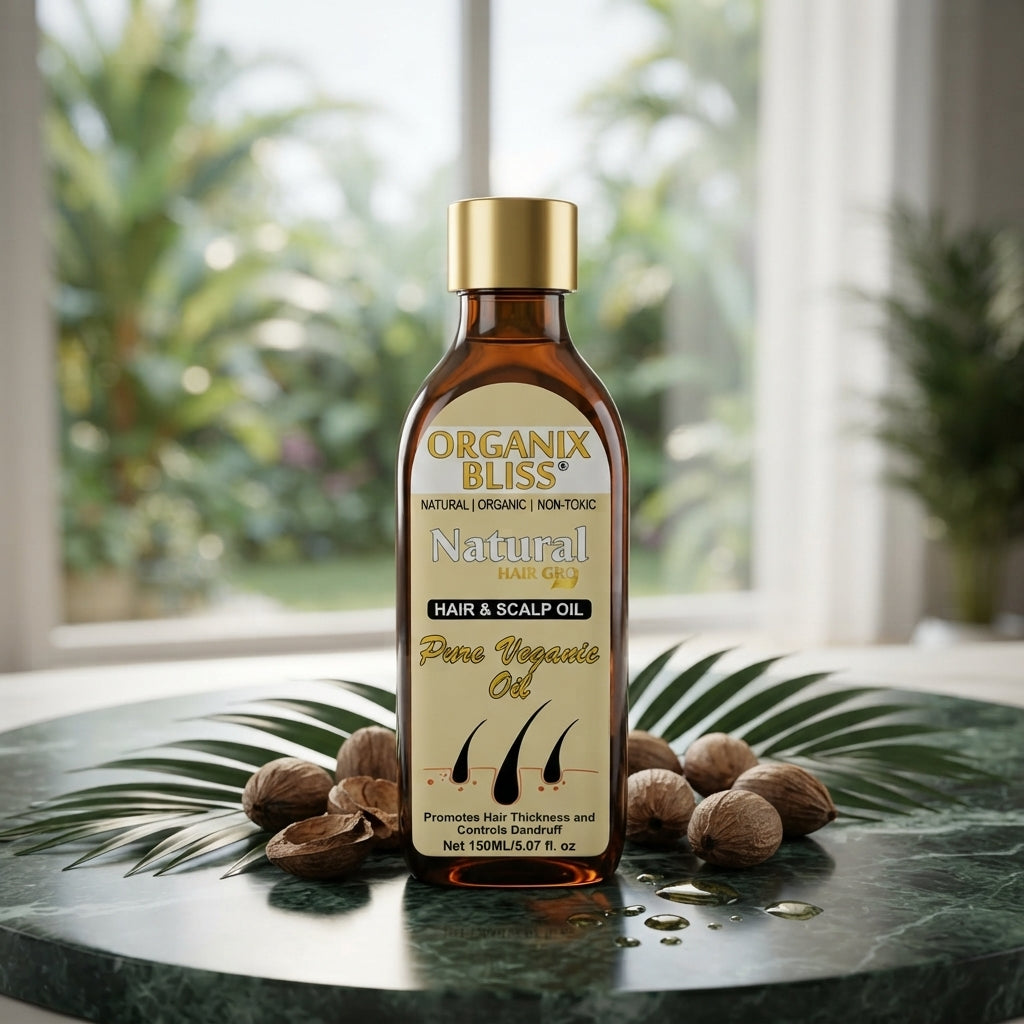 Organix Bliss Veganic Hair Oil for Growth & Thickness — Natural Anti-Dandruff Scalp Treatment for Stronger, Fuller Hair — Unisex, Cruelty-Free, 150ml