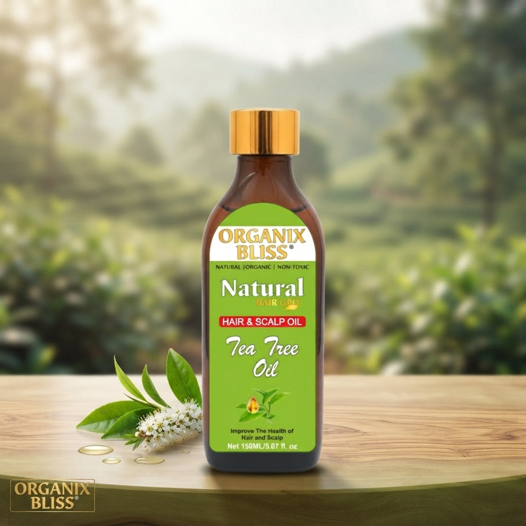 Organix Bliss Tea Tree Hair & Scalp Oil — 100% Pure Natural Tea Tree Oil for Hair Growth, Anti-Dandruff, Itchy Scalp Treatment (Unisex) — 150ml