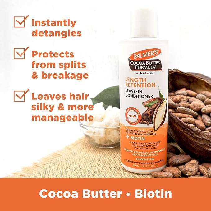 Palmer's Cocoa Butter & Biotin Leave-In Coconut Conditioner For All Hair Types For Hair Length Retention, Streghthening & Enhanced Shine - 250Ml