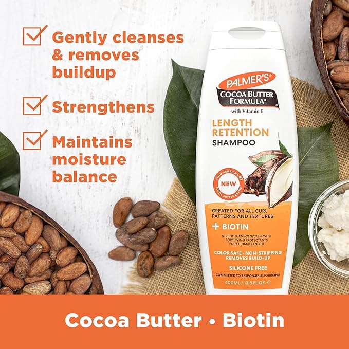 Palmer's Cocoa Butter & Biotin Shampoo for Hair Length Retention, Strengthening & Enhanced Shine - 400ml x-pression