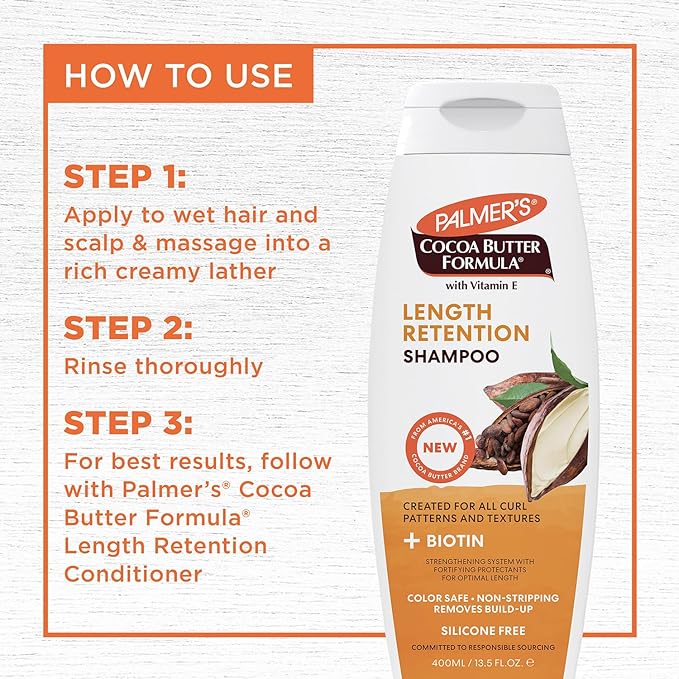 Palmer's Cocoa Butter & Biotin Shampoo for Hair Length Retention, Strengthening & Enhanced Shine - 400ml x-pression
