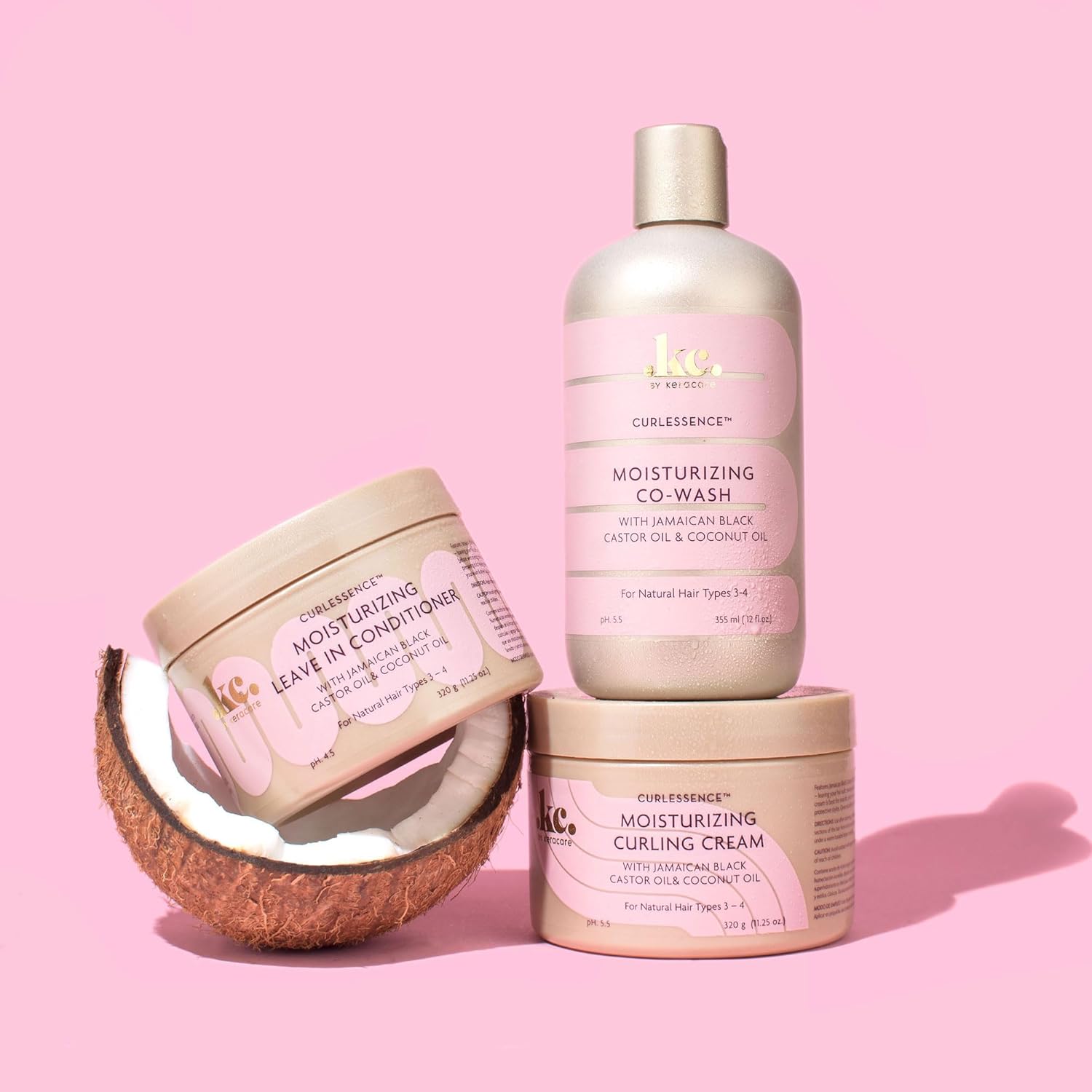 KeraCare CurlEssence Moisturizing Coconut Leave-In Conditioner With Jamaican Black Castor Oil and Coconut Oil - For Curly Hair - Silicone, Sulfate, and Paraben Free 12 oz
