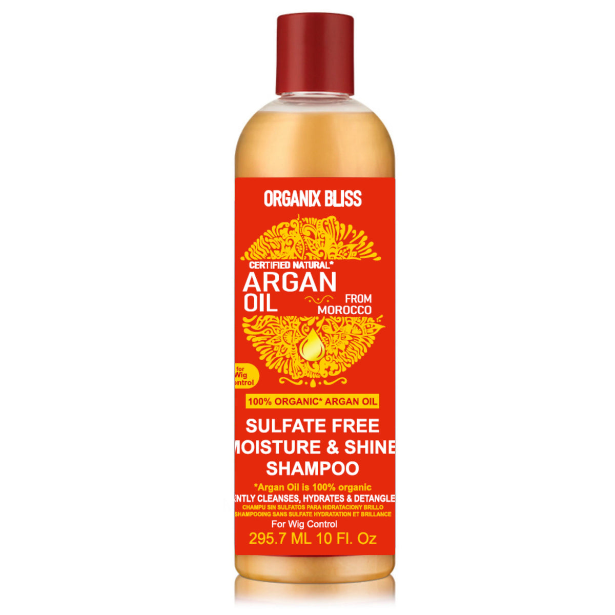 Organix Bliss Moroccan Argan Oil Shampoo | 100% Organic Sulfate-Free Moisture & Shine Shampoo for Hair & Wig Control | 295.7ml (10 Fl. Oz)