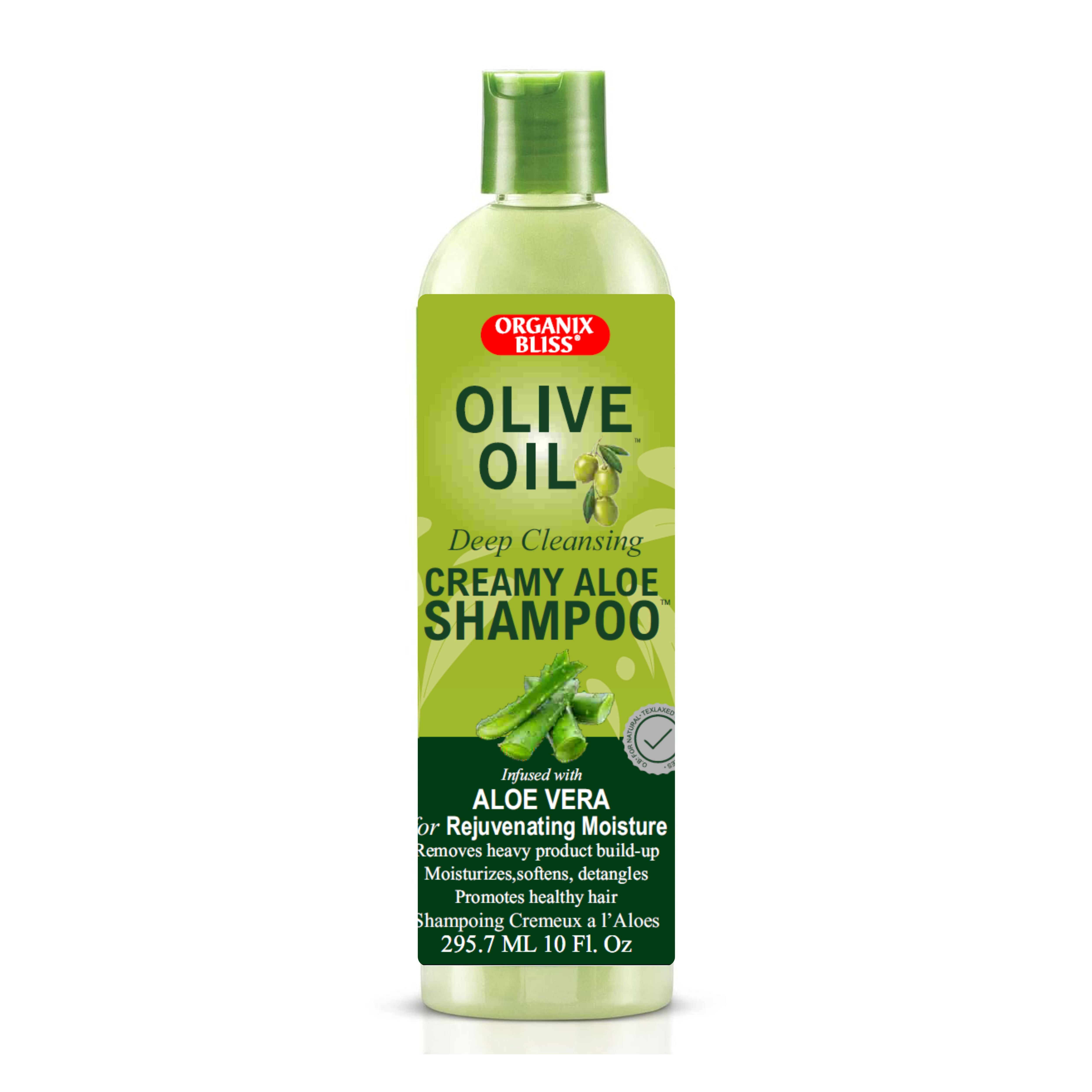 Organix Bliss Olive Oil Deep Cleansing Creamy Aloe Shampoo | Moisturising & Clarifying Hair Treatment for Natural & Relaxed Hair Infused with Aloe Vera – 295.7ml / 10 Fl. Oz