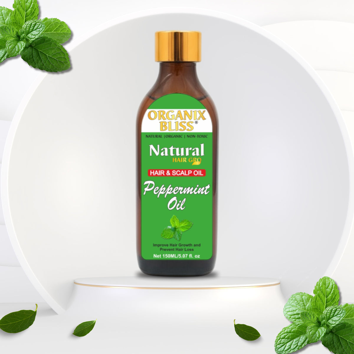 Organix Bliss Peppermint Hair & Scalp Oil (150ml/5.07 fl oz) – Natural Organic Hair Growth Oil to Improve Hair Growth & Prevent Hair Loss – Cooling Scalp Treatment