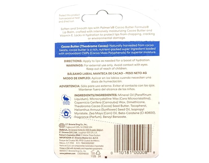 Palmer's Cocoa Butter Formula Lip Balm Original Tube, Green, 4 g
