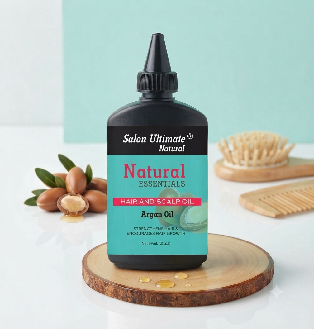 Salon Ultimate Natural Argan Oil for Hair & Scalp | 59ml (2fl. oz) Cold-Pressed Treatment for Hair Growth, Frizz Control & Shine