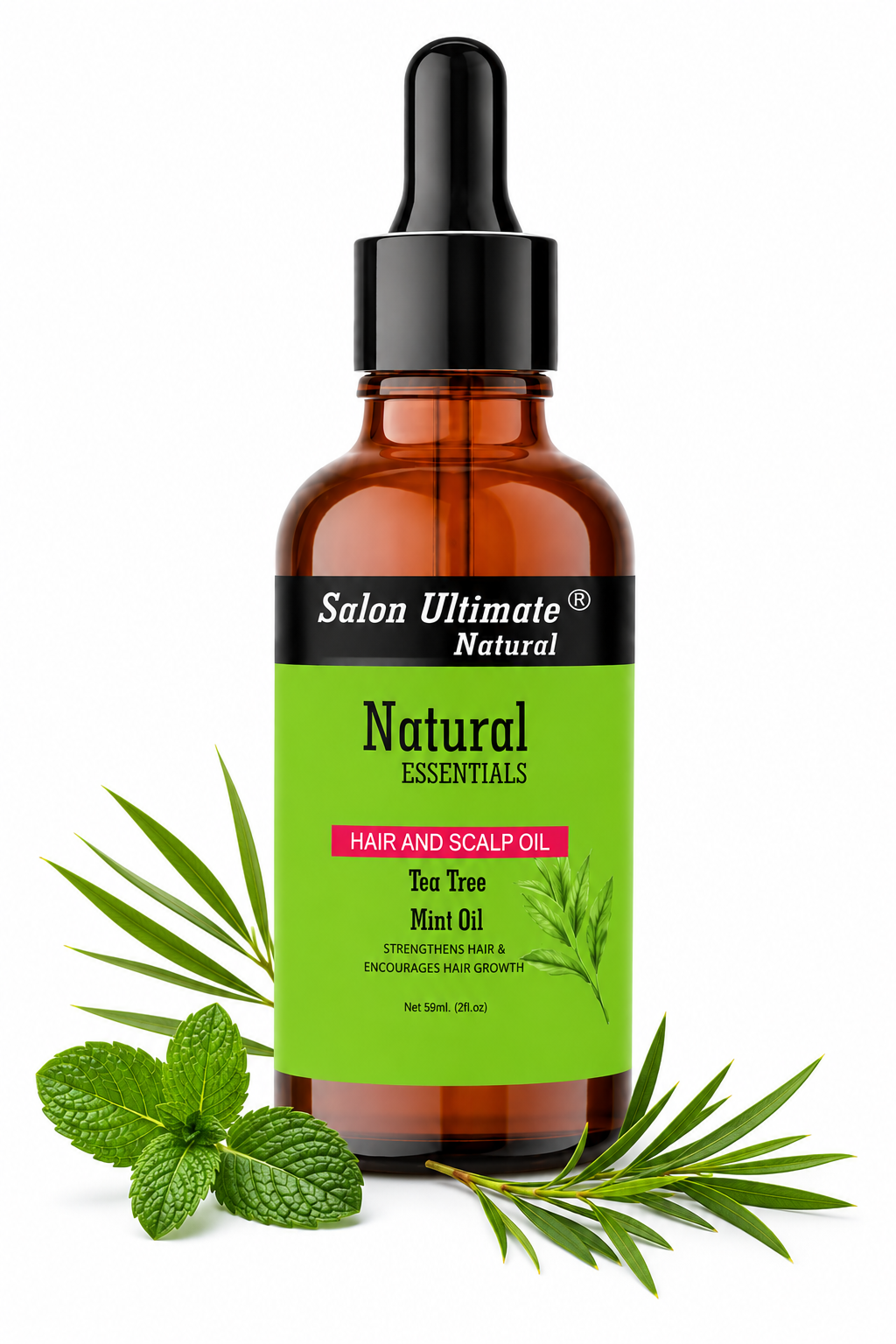 Salon Ultimate Natural Tea Tree & Mint Scalp Treatment Oil - Clarifying Formula for Hair Growth & Itchy Scalp Relief, 59ml