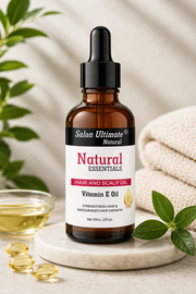 Salon Ultimate Natural Essentials Vitamin E Hair and Scalp Oil | 59ml Glass Bottle with Dropper | Strengthens Hair, Encourages Growth & Deep Hydration for Dry Scalp and Skin