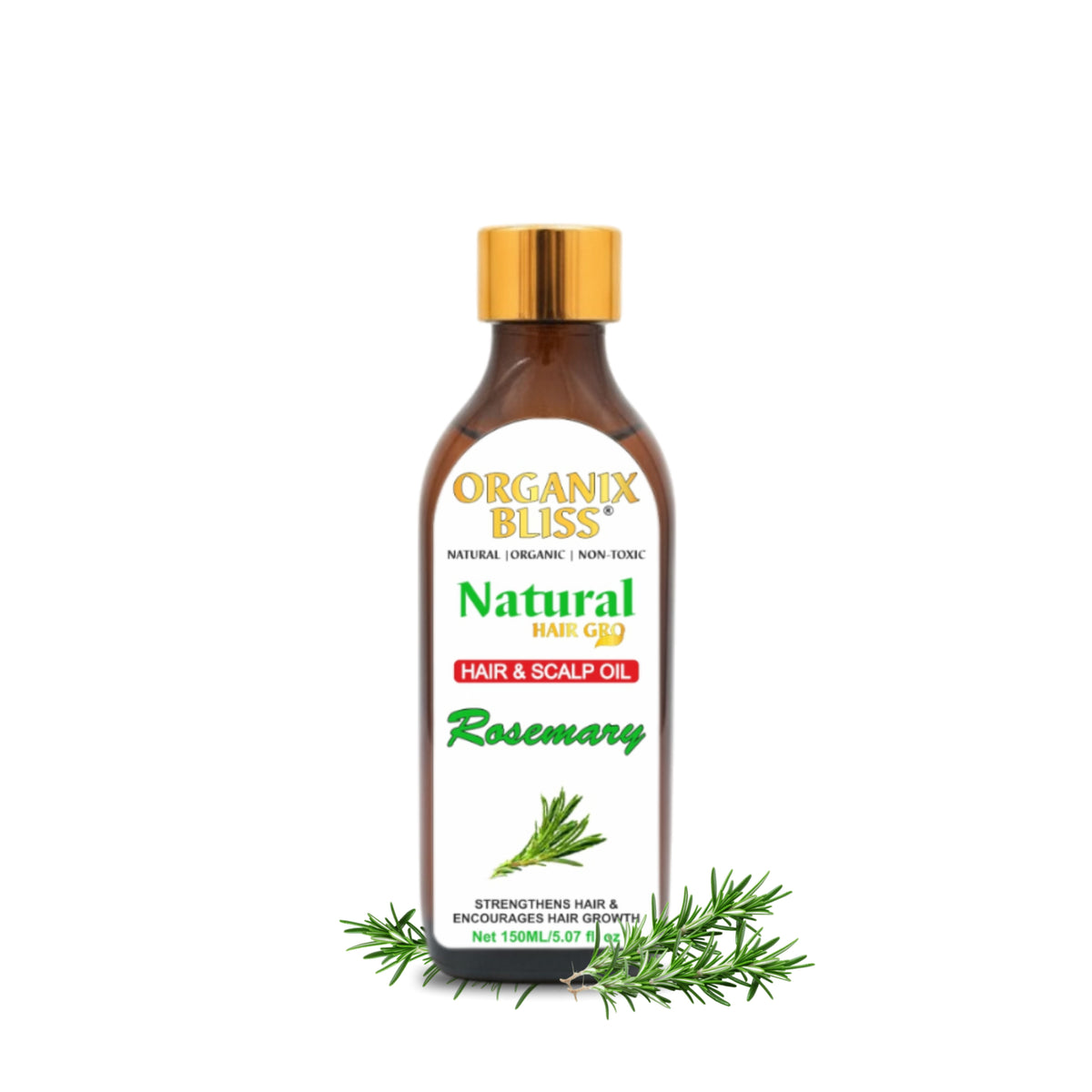 Organix Bliss Rosemary Hair & Scalp Oil (150ml/5.07 fl oz) – Natural Organic Hair Growth Oil to Strengthen Hair, Prevent Hair Loss & Nourish Scalp – Non-Toxic Botanical Treatment for All Hair Types