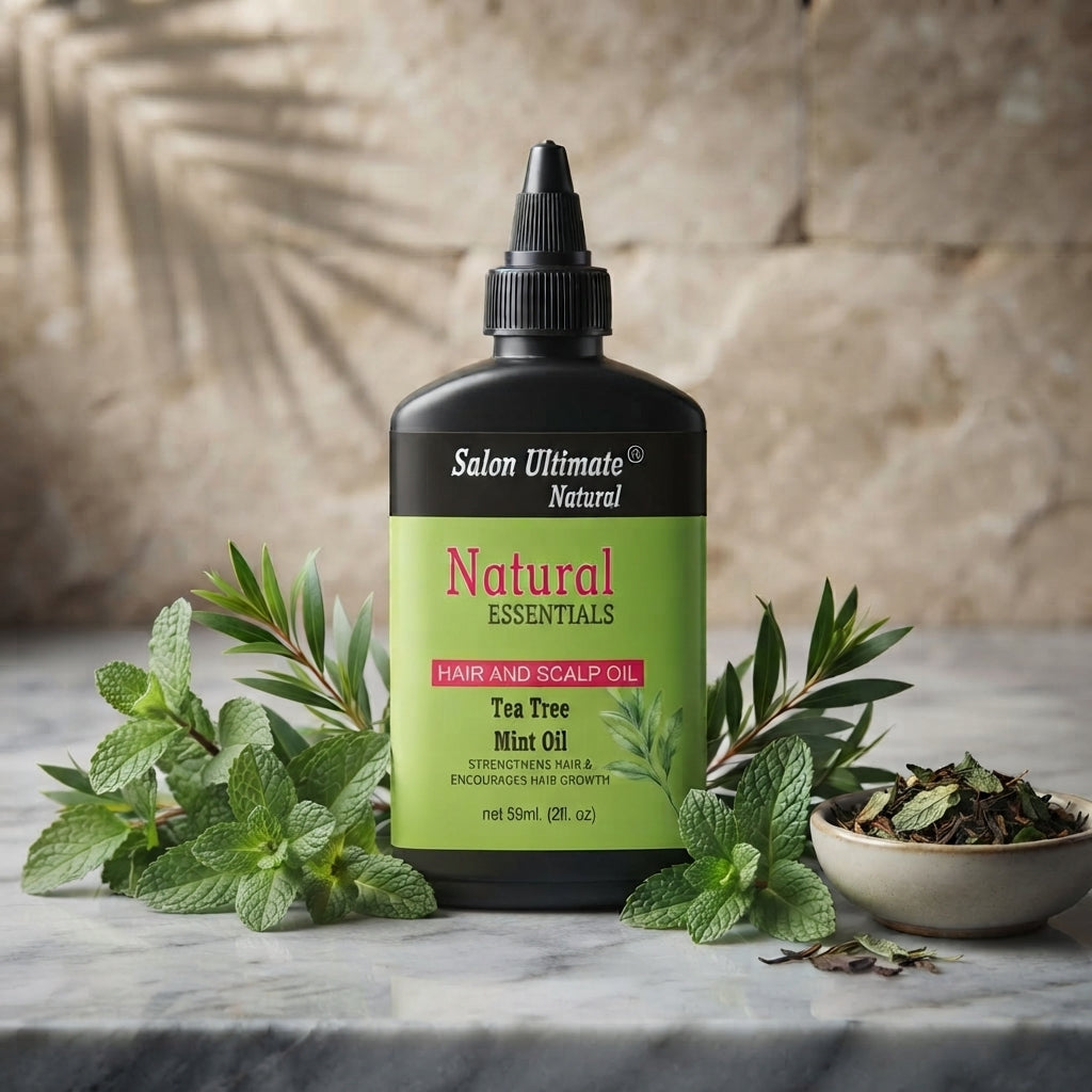Natural Tea Tree Mint Hair & Scalp Oil | Strengthens Hair & Encourages Hair Growth, Purifying Scalp Treatment – Salon Ultimate Natural Essentials, Net 59ml (2 fl. oz)