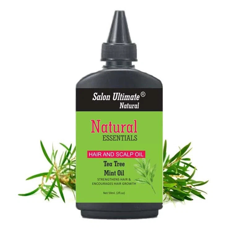 Natural Tea Tree Mint Hair & Scalp Oil | Strengthens Hair & Encourages Hair Growth, Purifying Scalp Treatment – Salon Ultimate Natural Essentials, Net 59ml (2 fl. oz)