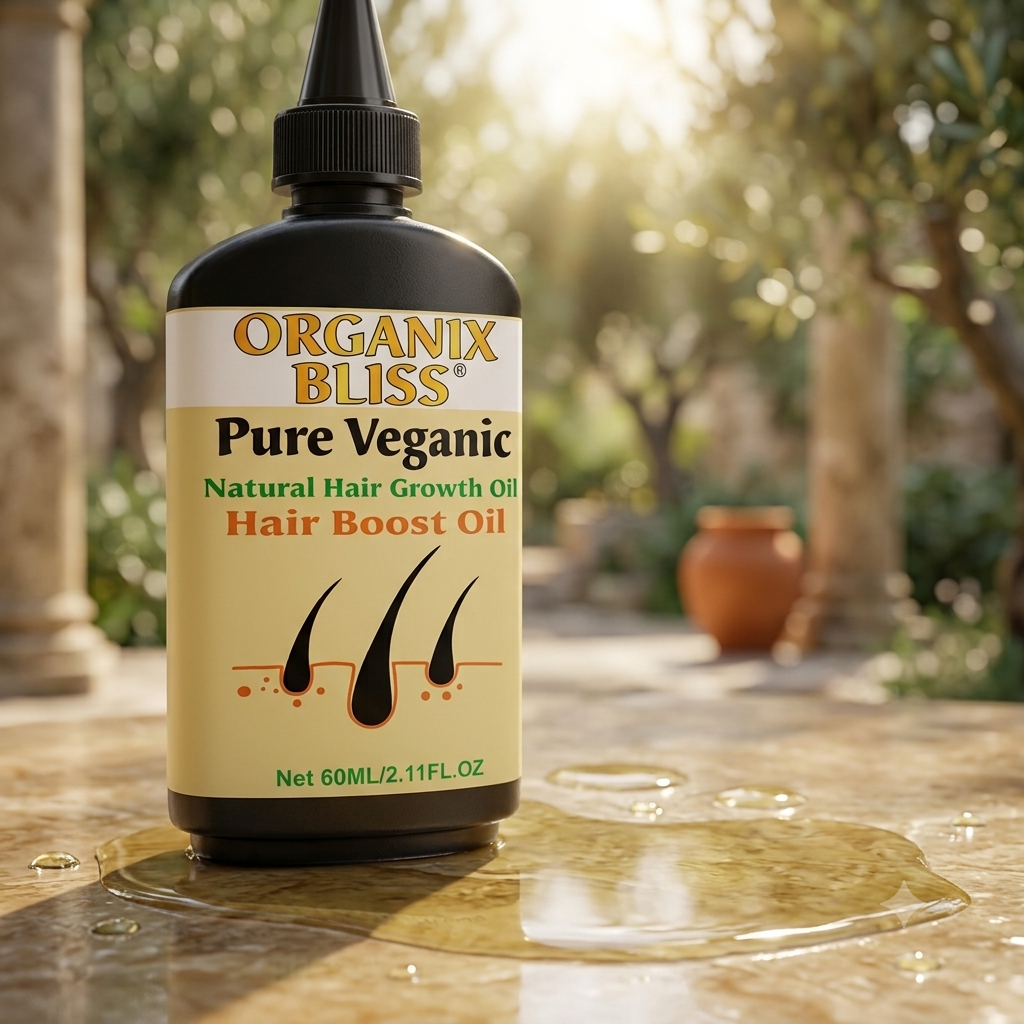 Organix Bliss Pure Veganic Hair Growth Oil (60ml) – Natural Hair Boost Oil & Scalp Treatment for Thicker Hair, Hair Loss, and Deep Nourishment – Suitable for All Hair Types